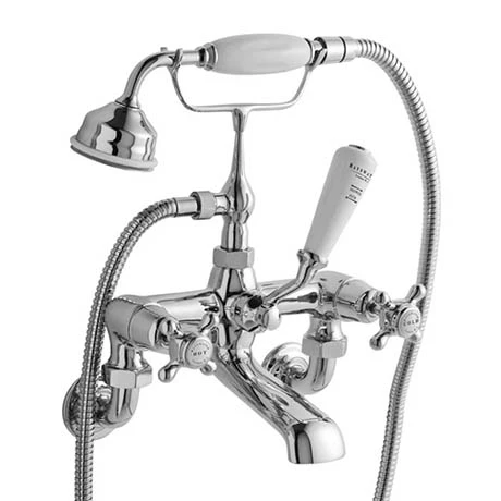 Bayswater White Crosshead Domed Collar Wall Mounted Bath Shower Mixer 3 Bayswater White Crosshead Domed Collar Wall Mounted Bath Shower Mixer