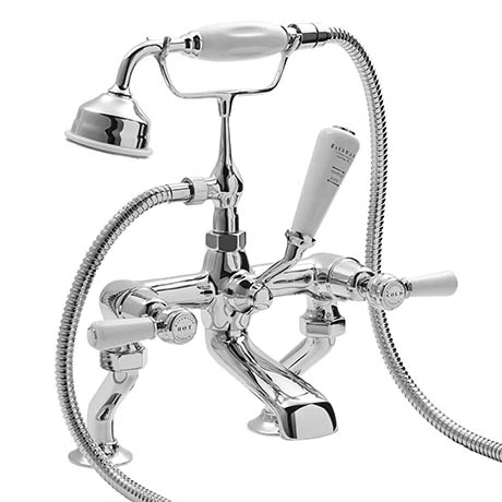 Bayswater White Lever Domed Collar Deck Mounted Bath Shower Mixer 3 Bayswater White Lever Domed Collar Deck Mounted Bath Shower Mixer