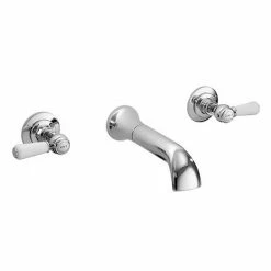 Bayswater White Lever 3 Tap Hole Wall Mounted Bath Filler