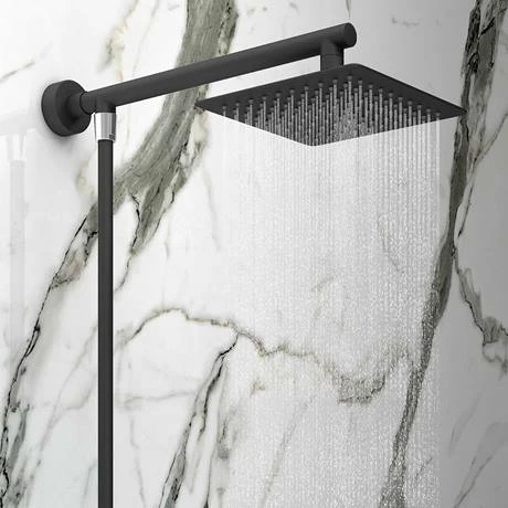 Toreno Modern Black Chrome Bath Shower Mixer Tap incl. Overhead Rainfall Shower Head 4 Toreno Modern Black Chrome Bath Shower Mixer Tap incl. Overhead Rainfall Shower Head - Image 2