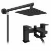 Toreno Modern Black Chrome Bath Shower Mixer Tap incl. Overhead Rainfall Shower Head 1 Toreno Modern Black Chrome Bath Shower Mixer Tap incl. Overhead Rainfall Shower Head -Bath Taps Shop BPT7131SH p