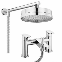 Bosa Modern Bath Shower Mixer incl. Overhead Rainfall Shower Head