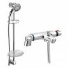 Modern Thermostatic Bath Shower Mixer Tap + Slider Shower Rail Kit 2 Modern Thermostatic Bath Shower Mixer Tap + Slider Shower Rail Kit -Bath Taps Shop BSMSK03 P