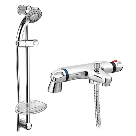 Modern Thermostatic Bath Shower Mixer Tap + Slider Shower Rail Kit 3 Modern Thermostatic Bath Shower Mixer Tap + Slider Shower Rail Kit