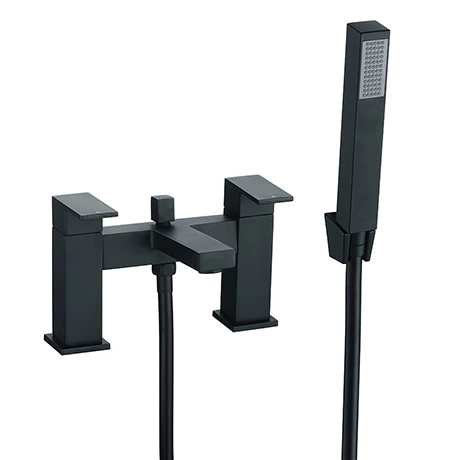 Arezzo Square Matt Black Bath Shower Mixer + Shower Kit 3 Arezzo Square Matt Black Bath Shower Mixer + Shower Kit