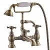 Chatsworth 1928 Antique Brass Crosshead Bath Shower Mixer Tap with Shower Kit 1 Chatsworth 1928 Antique Brass Crosshead Bath Shower Mixer Tap with Shower Kit -Bath Taps Shop CHBSMBRA p
