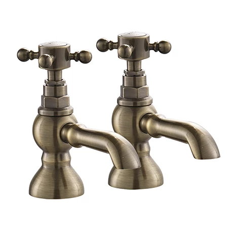 Chatsworth 1928 Antique Brass Crosshead Pillar Bath Taps 3 Chatsworth 1928 Antique Brass Crosshead Pillar Bath Taps