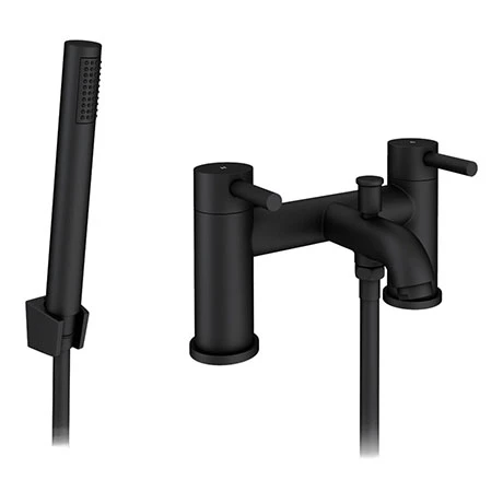 Arezzo Round Matt Black Bath Shower Mixer Tap incl. Shower Kit 3 Arezzo Round Matt Black Bath Shower Mixer Tap incl. Shower Kit