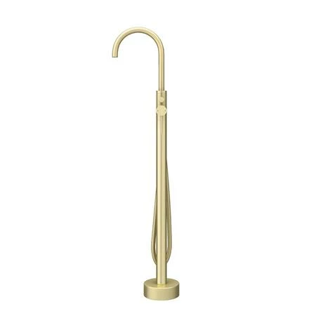Arezzo Brushed Brass Freestanding Bath Tap with Shower Mixer 6 Arezzo Brushed Brass Freestanding Bath Tap with Shower Mixer - Image 4