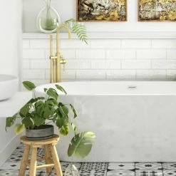 Arezzo Brushed Brass Freestanding Bath Tap with Shower Mixer 10 Arezzo Brushed Brass Freestanding Bath Tap with Shower Mixer -Bath Taps Shop CT002 BB d2 460