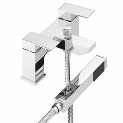 Cast Bath Shower Mixer Tap with Shower Kit - Chrome