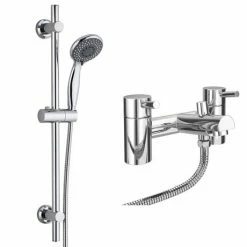 Cruze Bath Shower Mixer with Slider Rail Kit - Chrome