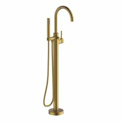 Britton Hoxton Floor Standing Bath Shower Mixer - Brushed Brass