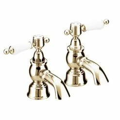 Heritage - Glastonbury Bath Pillar Taps - Vintage Gold - TGRG01