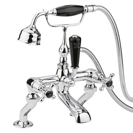 Hudson Reed Topaz Black Deck Mounted Bath Shower Mixer Tap + Shower Kit 3 Hudson Reed Topaz Black Deck Mounted Bath Shower Mixer Tap + Shower Kit