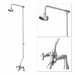 Nuie Traditional Bath Shower Mixer with Rigid Riser Kit - Chrome Plated