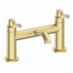 Lancaster Traditional Brushed Brass Lever Bath Filler Tap