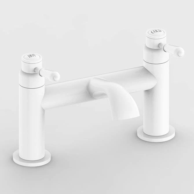 Lancaster Traditional Matt White Lever Bath Filler Tap 3 Lancaster Traditional Matt White Lever Bath Filler Tap