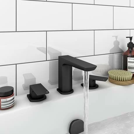Mileto Matt Black Deck Mounted (3TH) Bath Filler Tap 4 Mileto Matt Black Deck Mounted (3TH) Bath Filler Tap - Image 2
