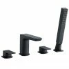 Mileto Matt Black Deck Mounted (4TH) Bath Shower Mixer Tap incl. Shower Kit 1 Mileto Matt Black Deck Mounted (4TH) Bath Shower Mixer Tap incl. Shower Kit -Bath Taps Shop M16BLK p