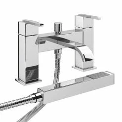 Milan Modern Bath Shower Mixer with Shower Kit - Chrome