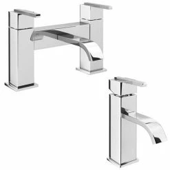 Milan Modern Mono Basin Mixer and Bath Filler - Chrome