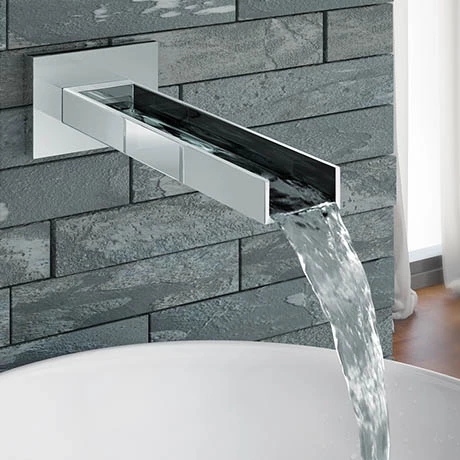 Milan Modern Wall Mounted Waterfall Basin/Bath Spout - Chrome 3 Milan Modern Wall Mounted Waterfall Basin/Bath Spout - Chrome