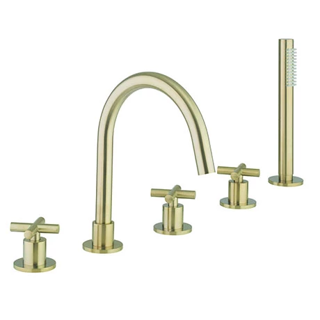 Crosswater MPRO Crosshead Brushed Brass 5 Hole Set Bath Shower Mixer - PRC450DF 3 Crosswater MPRO Crosshead Brushed Brass 5 Hole Set Bath Shower Mixer - PRC450DF