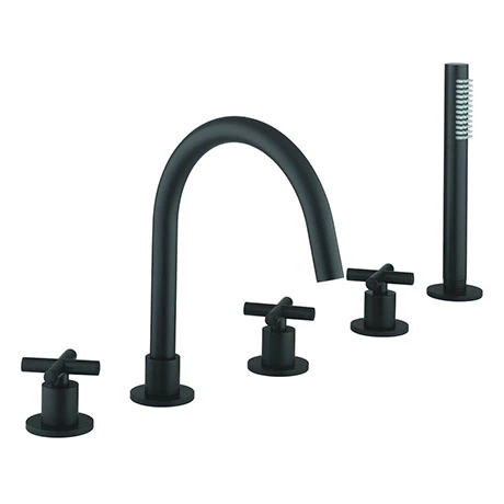Crosswater MPRO Crosshead Matt Black 5 Hole Set Bath Shower Mixer - PRC450DM 3 Crosswater MPRO Crosshead Matt Black 5 Hole Set Bath Shower Mixer - PRC450DM