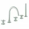 Crosswater MPRO Crosshead Brushed Stainless Steel 5 Hole Set Bath Shower Mixer - PRC450DV 1 Crosswater MPRO Crosshead Brushed Stainless Steel 5 Hole Set Bath Shower Mixer - PRC450DV -Bath Taps Shop PRC450DV P