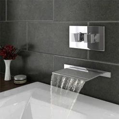 Bath Taps Shop 15 Monza Waterfall Wall Mounted Bath Tap With Concealed Thermostatic Valve