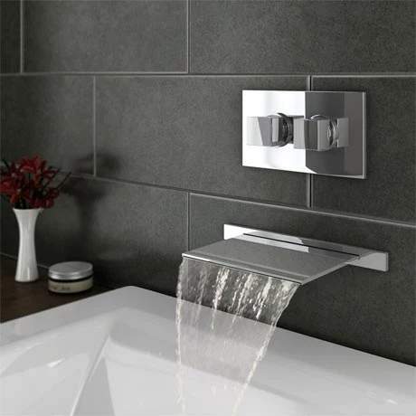Monza Waterfall Wall Mounted Bath Tap With Concealed Thermostatic Valve 3 Monza Waterfall Wall Mounted Bath Tap With Concealed Thermostatic Valve