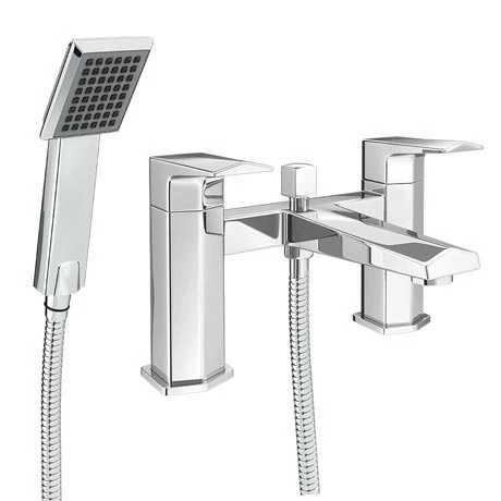 Venice Modern Geometric Bath Shower Mixer Tap + Shower Kit 2 Venice Modern Geometric Bath Shower Mixer Tap + Shower Kit