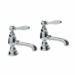 Imperial Radcliffe Chrome 3/4" Bath Pillar Taps with White Levers