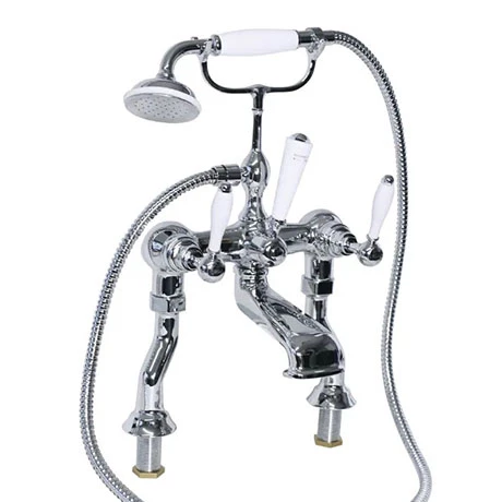 Imperial Radcliffe Chrome Deck Mounted Bath Shower Mixer with White Levers 3 Imperial Radcliffe Chrome Deck Mounted Bath Shower Mixer with White Levers