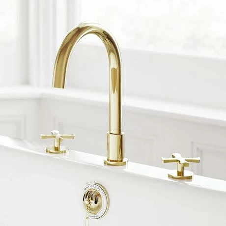 Burlington Riviera Art Deco Gold 3 Hole Bath Filler 4 Burlington Riviera Art Deco Gold 3 Hole Bath Filler - Image 2