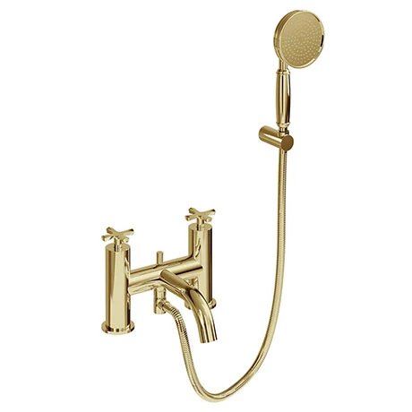Burlington Riviera Art Deco Gold Bath Shower Mixer with Shower Kit 3 Burlington Riviera Art Deco Gold Bath Shower Mixer with Shower Kit