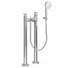 Burlington Riviera Art Deco Chrome Freestanding Bath Shower Mixer with Kit -Bath Taps Shop RIV415 CHR P