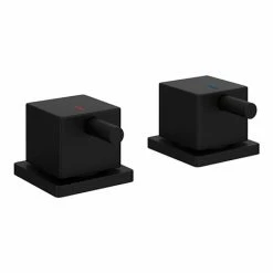 Arezzo Square Matt Black 3/4" Deck Bath Side Valves (Pair)