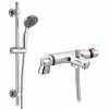 Modern Chrome Thermostatic Bath Shower Mixer Tap + Slider Shower Rail Kit 2 Modern Chrome Thermostatic Bath Shower Mixer Tap + Slider Shower Rail Kit -Bath Taps Shop ST0401 NP