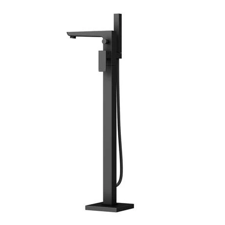 Toreno Modern Matt Black Floor Mounted Free-standing Bath Shower Mixer 6 Toreno Modern Matt Black Floor Mounted Free-standing Bath Shower Mixer - Image 4