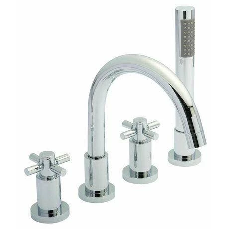 Hudson Reed - Tec Crosshead 4 Tap Hole Bath Mixer with swivel spout, shower kit & hose retainer 3 Hudson Reed - Tec Crosshead 4 Tap Hole Bath Mixer with swivel spout, shower kit & hose retainer