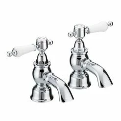 Heritage - Glastonbury Bath Pillar Taps - Chrome - TGRC01