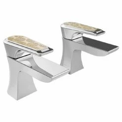 Heritage Lymington Lace Gold Bath Pillar Taps - TLYCG01