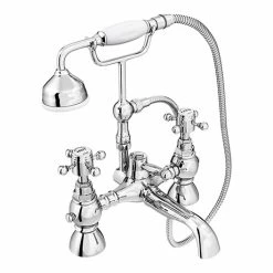 Bath Taps Shop 21 Chatsworth 1928 Traditional Crosshead Bath Shower Mixer Tap with Shower Kit