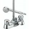 Bristan - Club Luxury Bath Shower Mixer - Chrome with Metal Heads - VAC-LBSM-C-MT -Bath Taps Shop VAC LBSM C MT PN