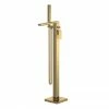 Venice Cubo Brushed Brass Freestanding Bath Shower Mixer 2 Venice Cubo Brushed Brass Freestanding Bath Shower Mixer -Bath Taps Shop VEN128S P