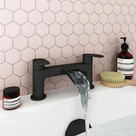 Valencia Matt Black Waterfall Bath Filler 4 Valencia Matt Black Waterfall Bath Filler - Image 2