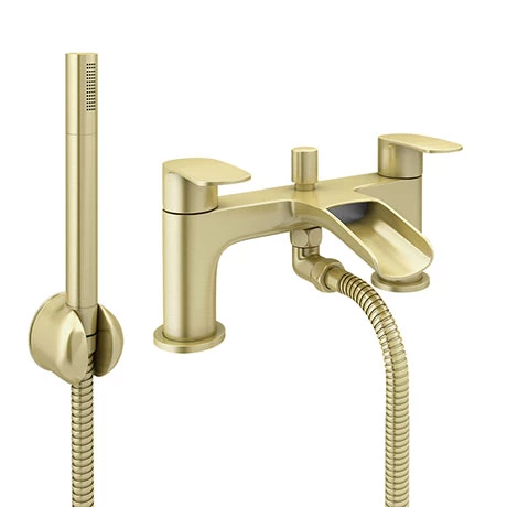 Valencia Brushed Brass Waterfall Bath Shower Mixer incl. Shower Kit 3 Valencia Brushed Brass Waterfall Bath Shower Mixer incl. Shower Kit