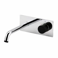 Venice Modern Round Wall Mounted Bath or Basin Mixer - Chrome / Matt Black